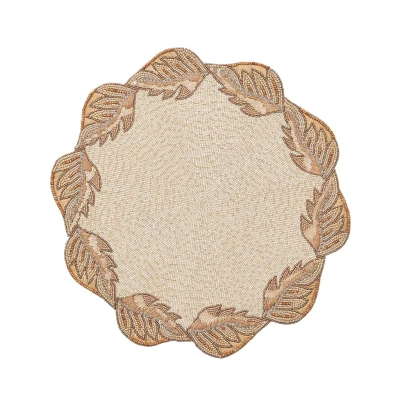 Winding Vines Placemat in Ivory, Natural & Gold