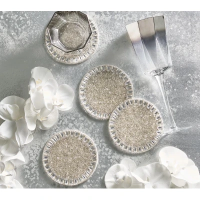 Bevel Coasters in Silver & Crystal