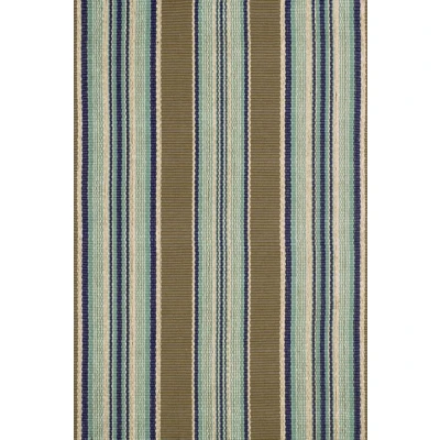 Blue Heron Stripe Handwoven Cotton Rug