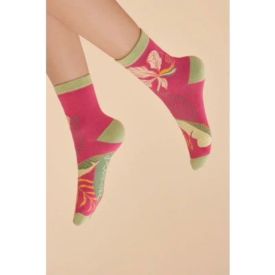 Delicate Tropical Rose Ankle Socks