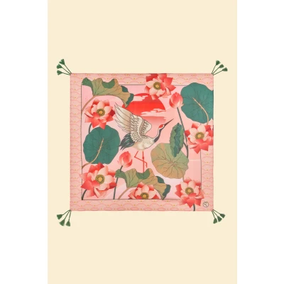 Tasseled Silk Crane at Sunrise in Petal Scarf