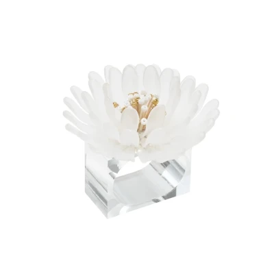 Cosmos Napkin Ring in White & Gold