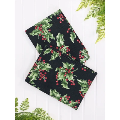Holly Tea Towel Black