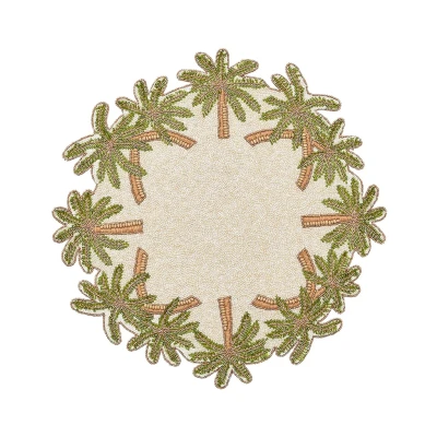 Oasis Placemat in Ivory, Green & Gold