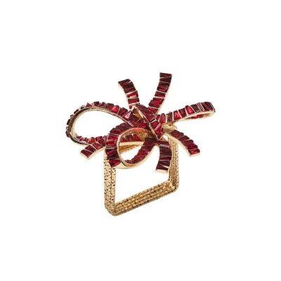 Jeweled Bow Napkin Ring in Red
