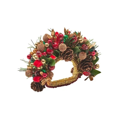 Tinsel Bow Napkin Ring in Red, Green & Gold