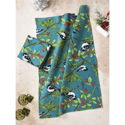 Chickadee Winter Blue Towel