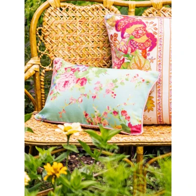 Cottage Rose Lumbar Outdoor Cushion Cover