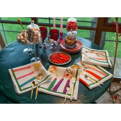 Hand On Xmas Dinner Napkins Linen Blend