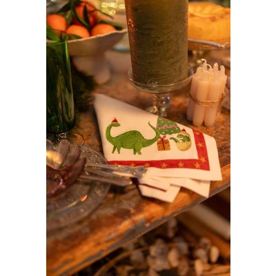 Jurassic Xmas Dinner Napkins Linen