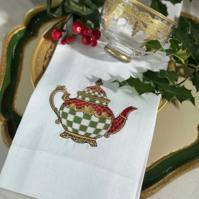Christmas Teapot Linen Towel
