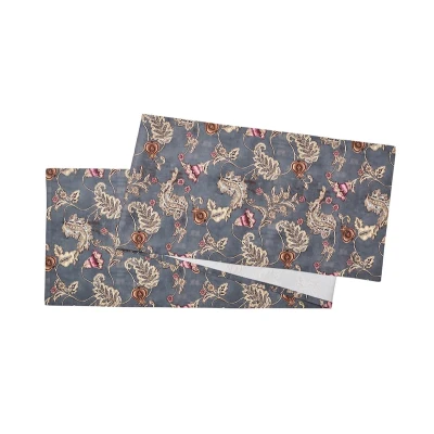 Paisley Vine Runner in Blue and Gray
