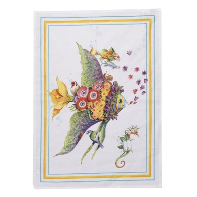 Pesciflora Turquoise Kitchen Towel