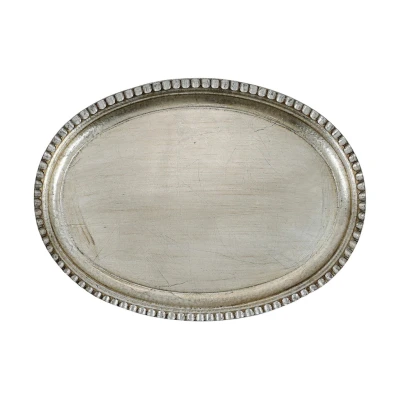 Florentine Wooden Florentine Wooden Small Oval Tray in Platinum
