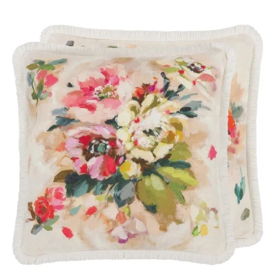 Giardino di Rose Nasturtium Linen Decorative Pillow