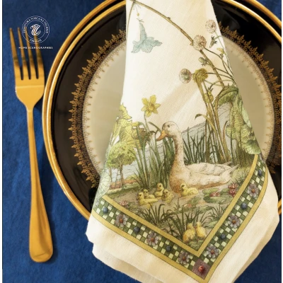 Bunny Garden Dinner Napkins Linen