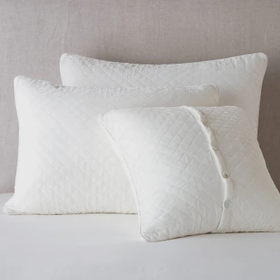 Quilted Silk Velvet Coverlet Winter White