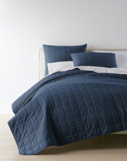 4 Square Quilted Coverlet - Denim