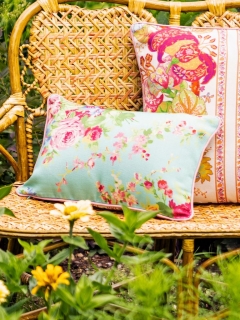 Cottage Rose Lumbar Outdoor Cushion Cover