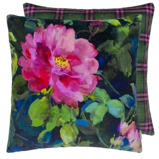 Gertrude Rose Fuschia Velvet Decorative Pillow