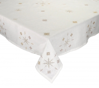 Fez Tablecloth in White, Gold & Silver