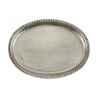 Florentine Wooden Florentine Wooden Small Oval Tray in Platinum