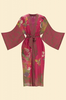 Hummingbird Kimono Gown Raspberry