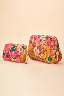 Impressionist Floral Quilted Vanity Bags in Mustard
