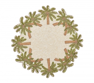 Oasis Placemat in Ivory, Green & Gold