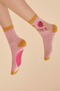 Ladybird Ankle Socks in Petal