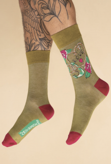 Men's Tattoo Love Socks in Lime