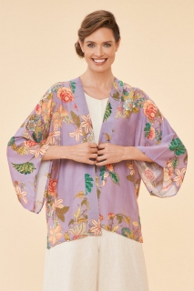 Prancing Tiger Kimono Jacket in Lilac