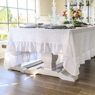 Rectangular Linen Tablecloth with Ruffle