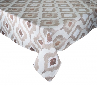 Watercolor Ikat Tablecloth in Taupe