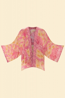 Tropical Toile Kimono Jacket - Pineapple and Fuchsia